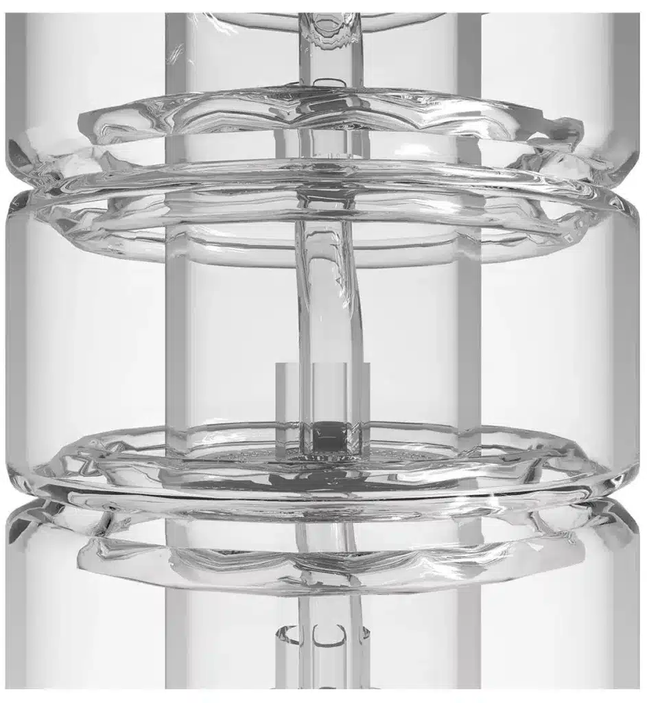 Closeup of a high quality oldershaw column produced by H.S. Martin Scientific Glassware