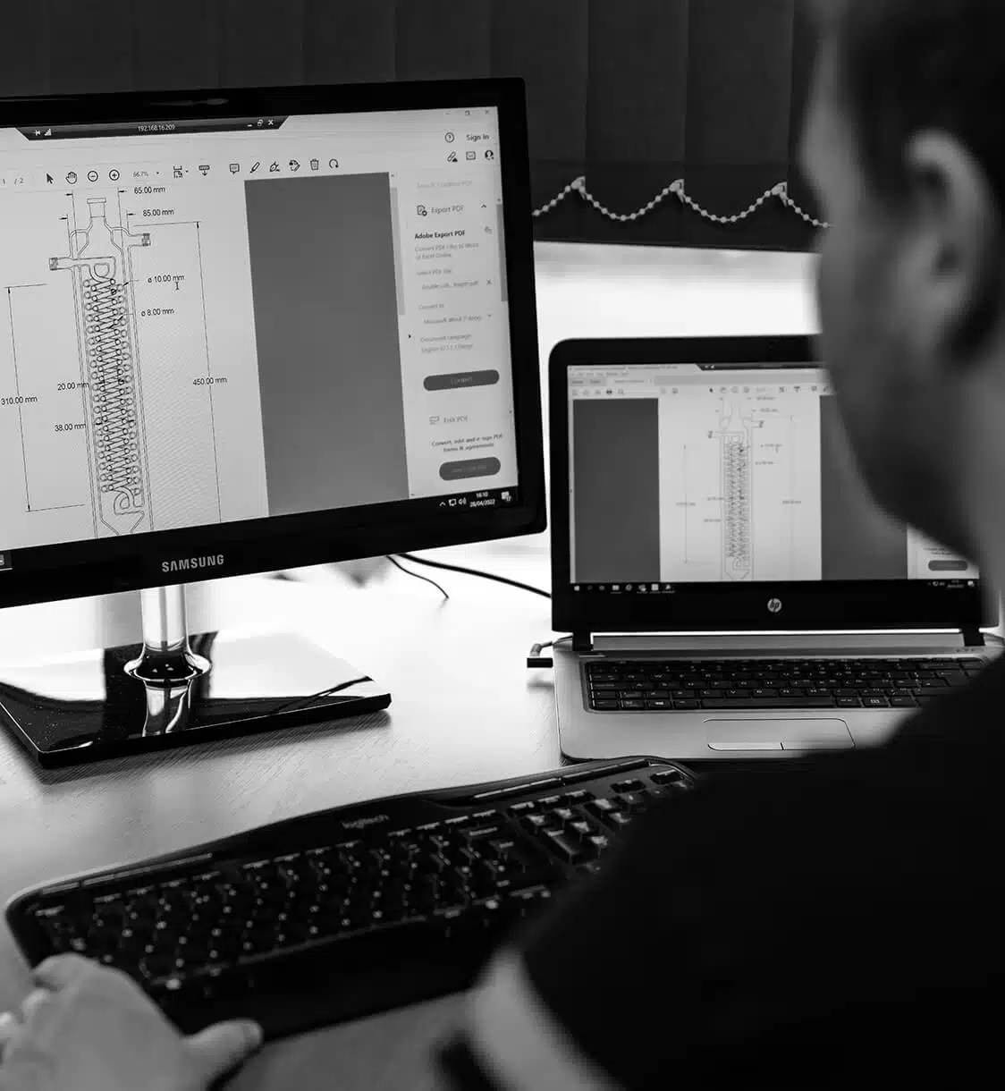 H.S Martin's scientist working on a custom oldershaw column design